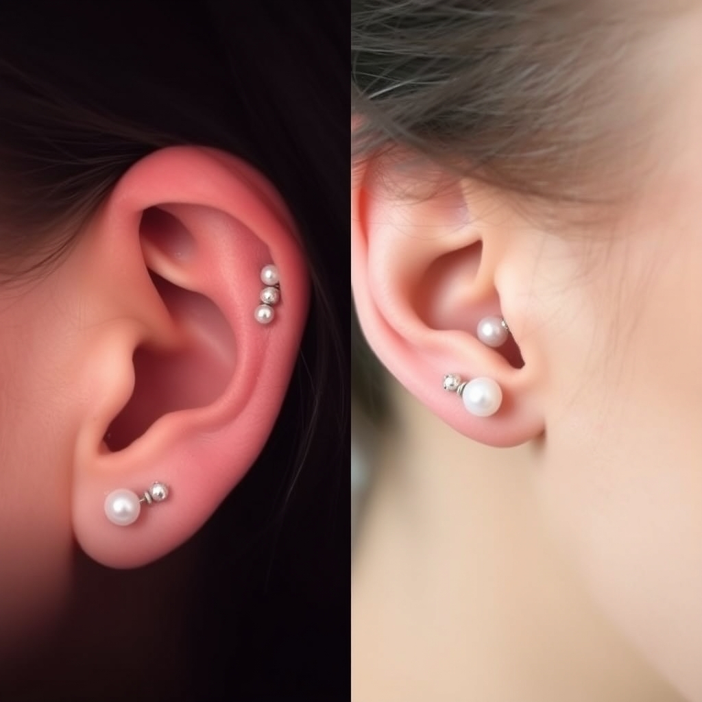 AI piercing generator result - Delicate Floral Woven Ear Jewelry Design - ear style body jewelry piercing
