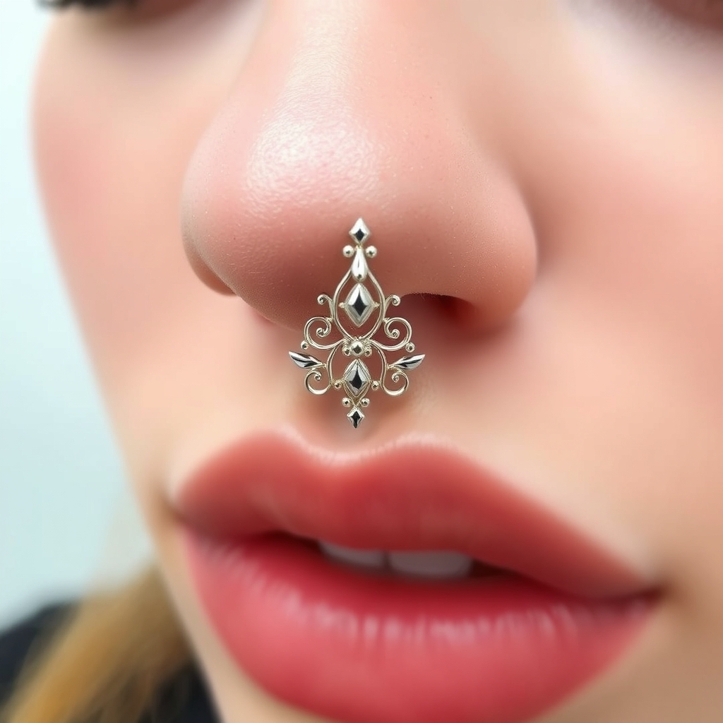 AI generated fashion design - Sleek and Simple Nose Ring Accent - free piercing generator result
