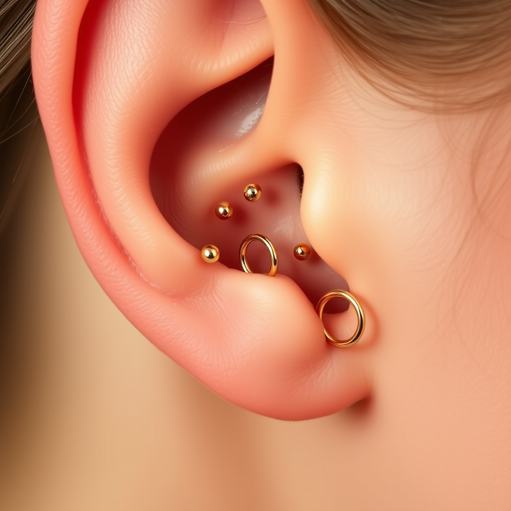 Related ear piercings piercing design - Tiny Studs and Dainty Dangles - AI generated piercing idea