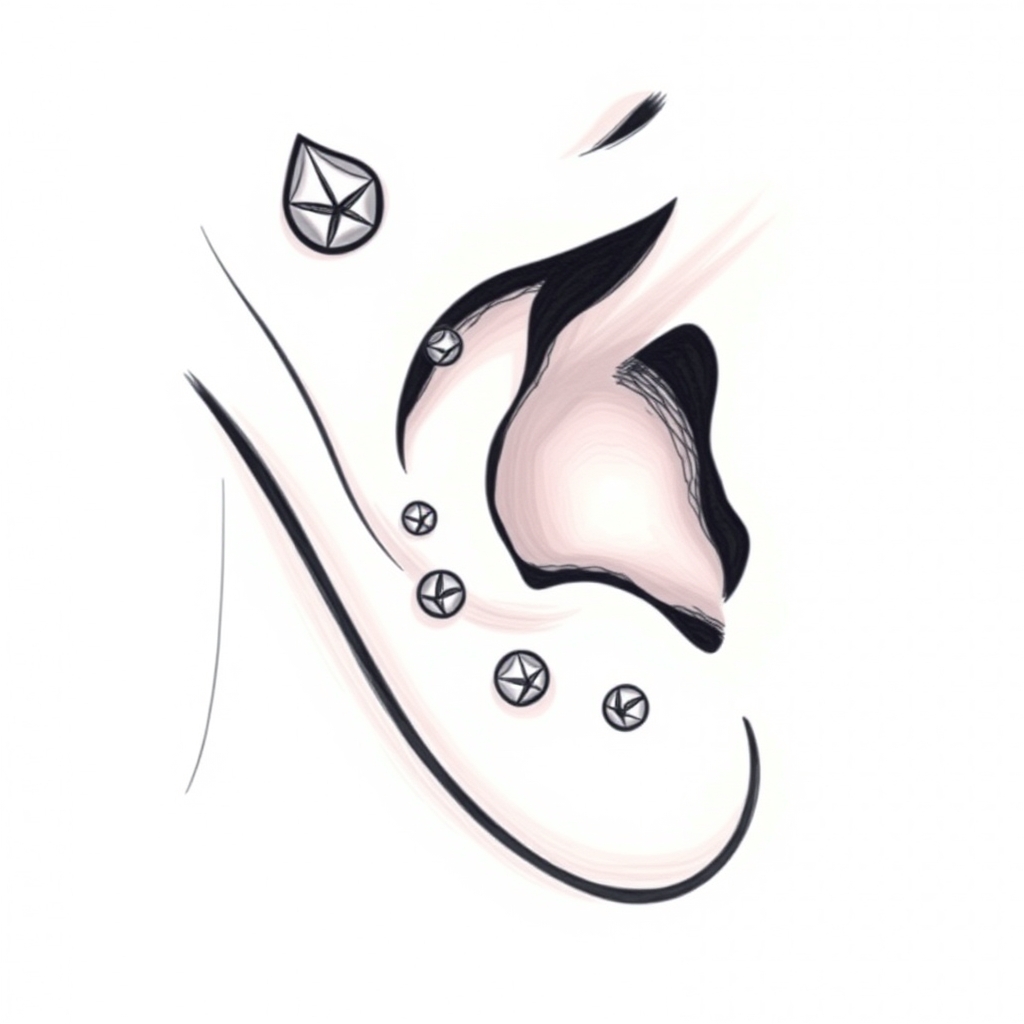 AI generated ear piercing design - Simple Leaf Ear Piercing - free piercing generator result