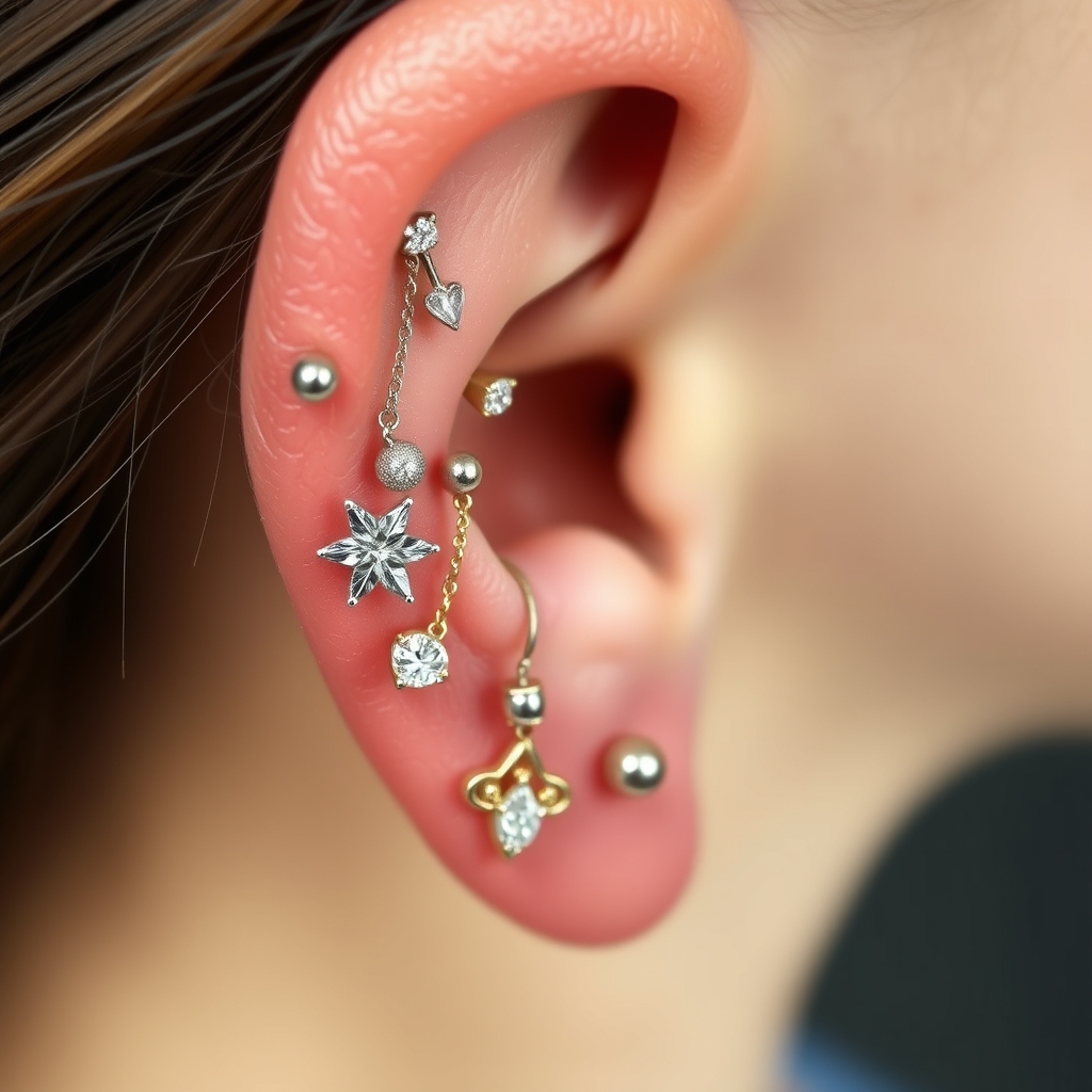 Related body jewelry piercing design - Tiny Starlight Earring - AI generated piercing idea