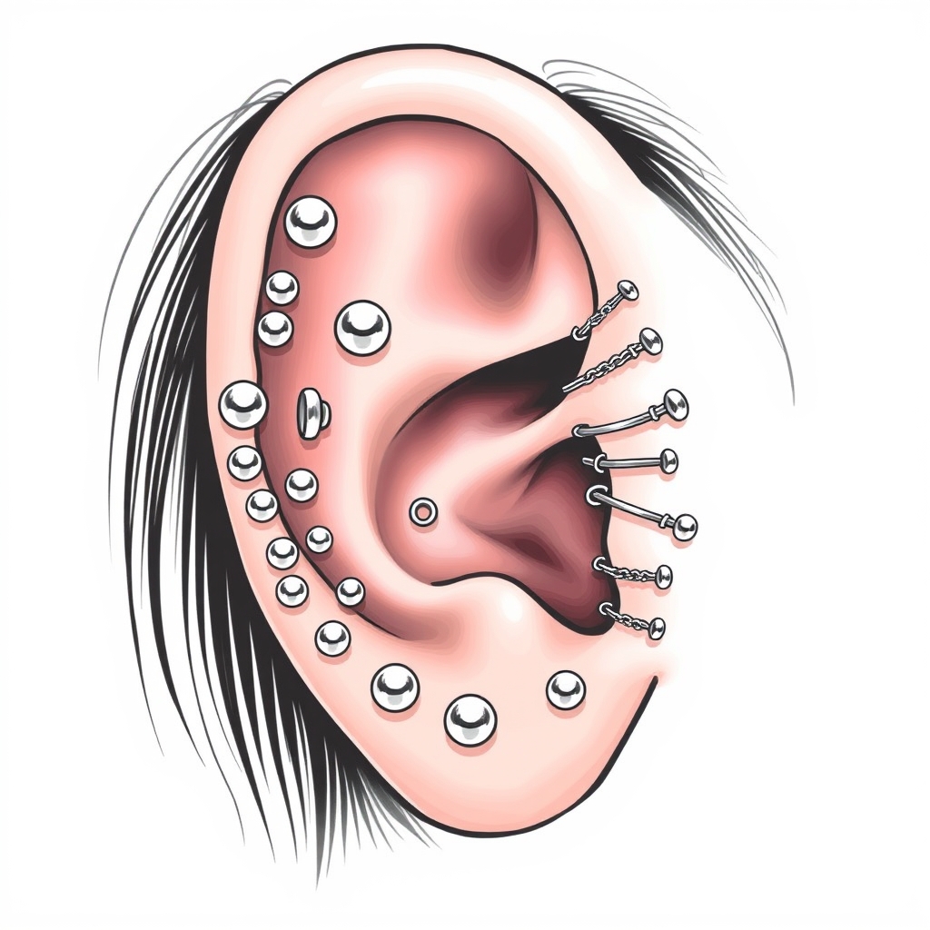 Related ear piercings piercing design - Simple Triple Helix Earrings - AI generated piercing idea