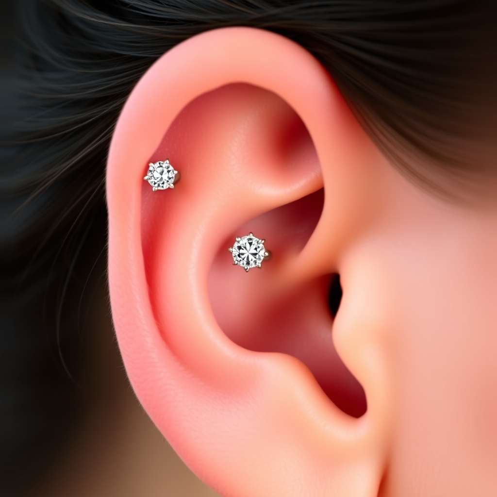 Related body jewelry piercing design - Simple Earlobe Floral - AI generated piercing idea