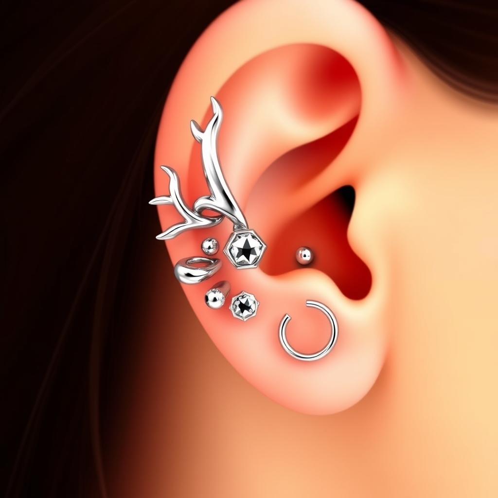 Related body jewelry piercing design - Sleek Minimalist Lobe Piercing - AI generated piercing idea