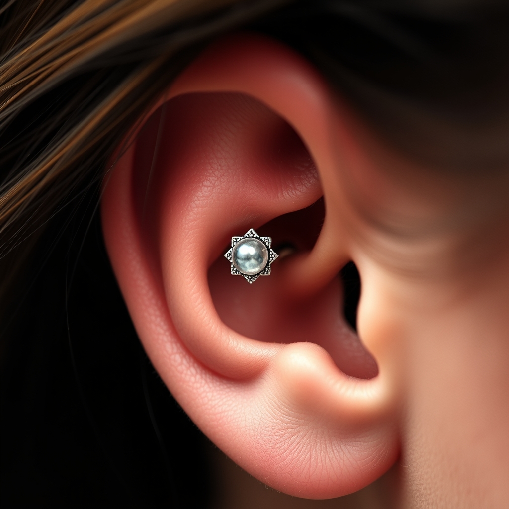 AI piercing generator result - Tiny Triangle of Tranquility - ear style body modification piercing
