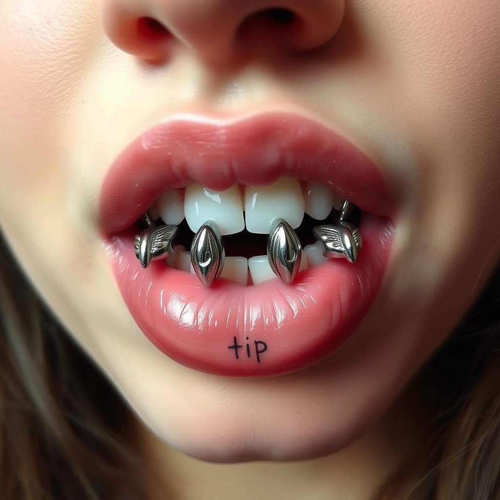 Related body modification piercing design - Lip Curve Line Piercing Design - AI generated piercing idea