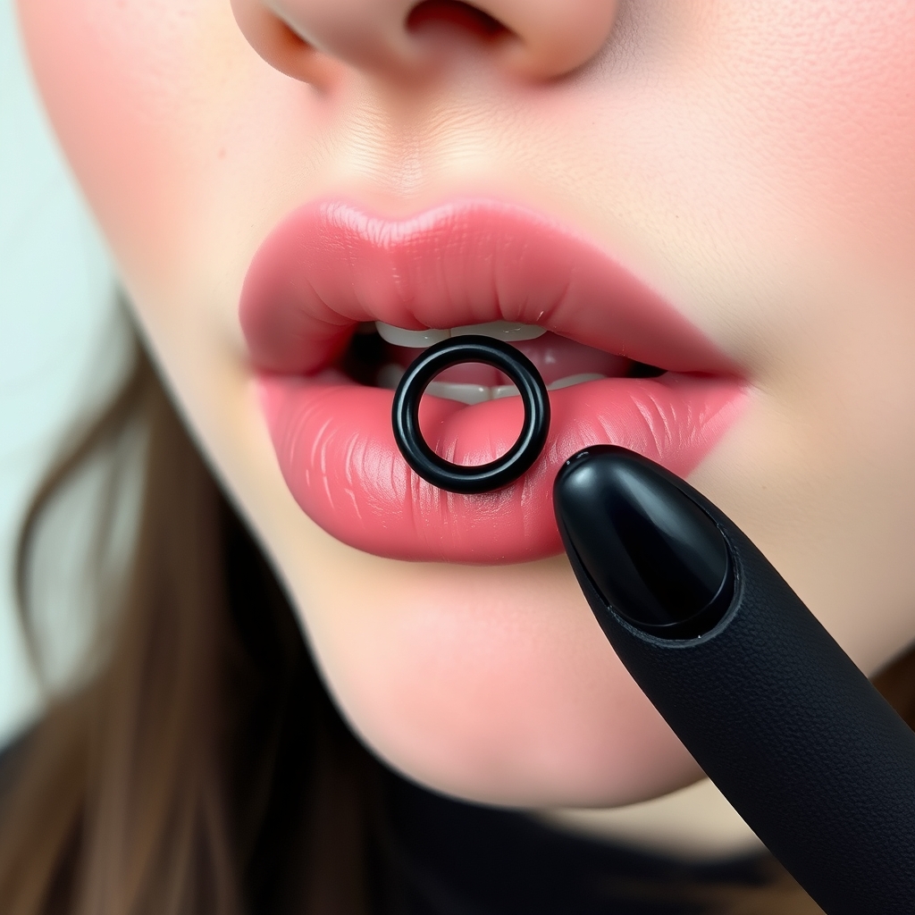 Related body jewelry piercing design - Lip Dainty Double Helix Barbell - AI generated piercing idea