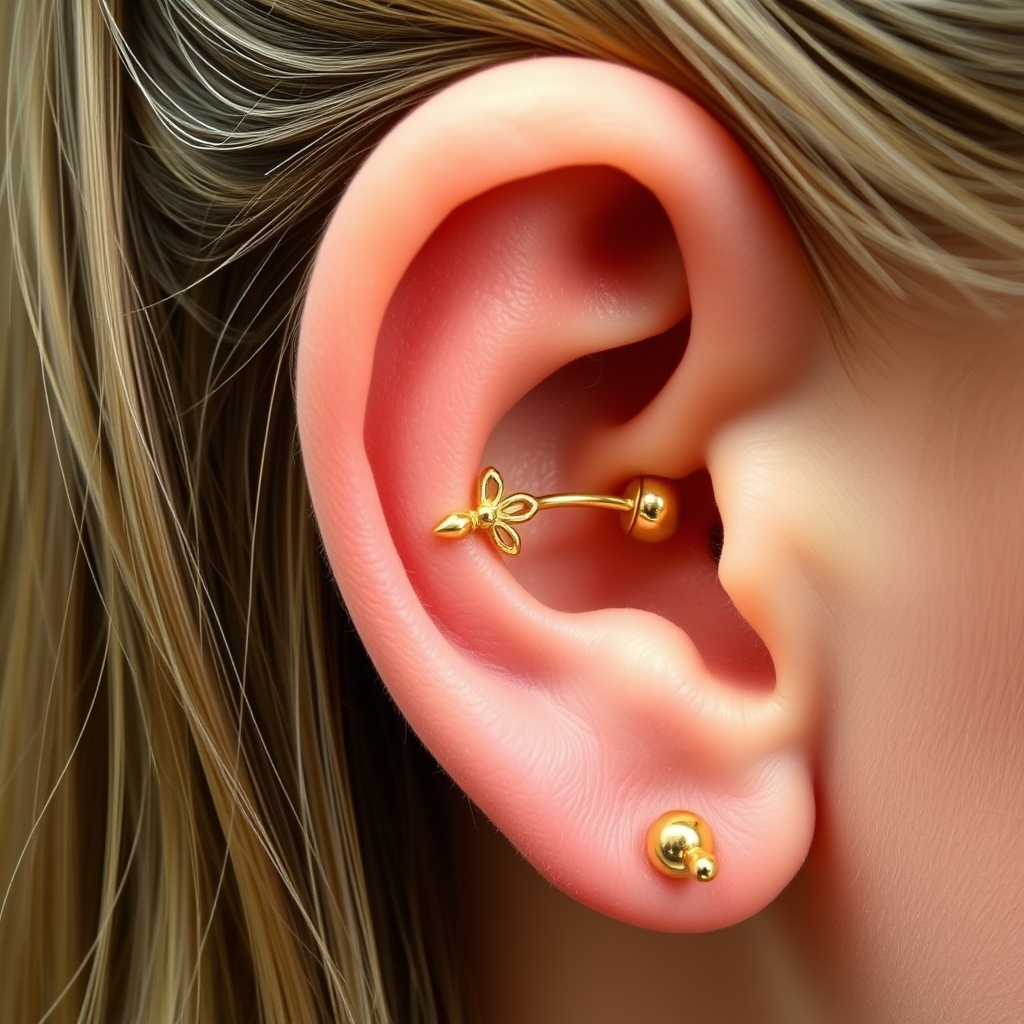 Virtual ear piercing try-on - Tiny Dainty Sparkling Ear Curb - online piercing simulator