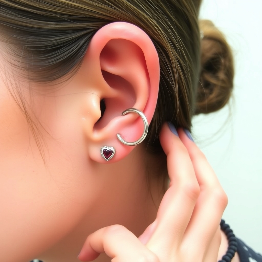 Virtual ear piercing try-on - Sparkling Floral Ear Accent - online piercing simulator