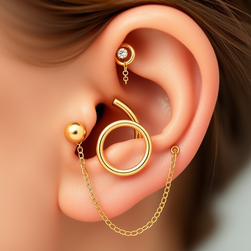 Related jewelry piercing design - Elegant Floral Ear Cuff - AI generated piercing idea