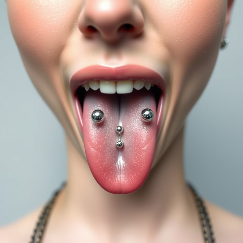 Related piercing piercing design - Tongue Swirl with Tiny Balls - AI generated piercing idea