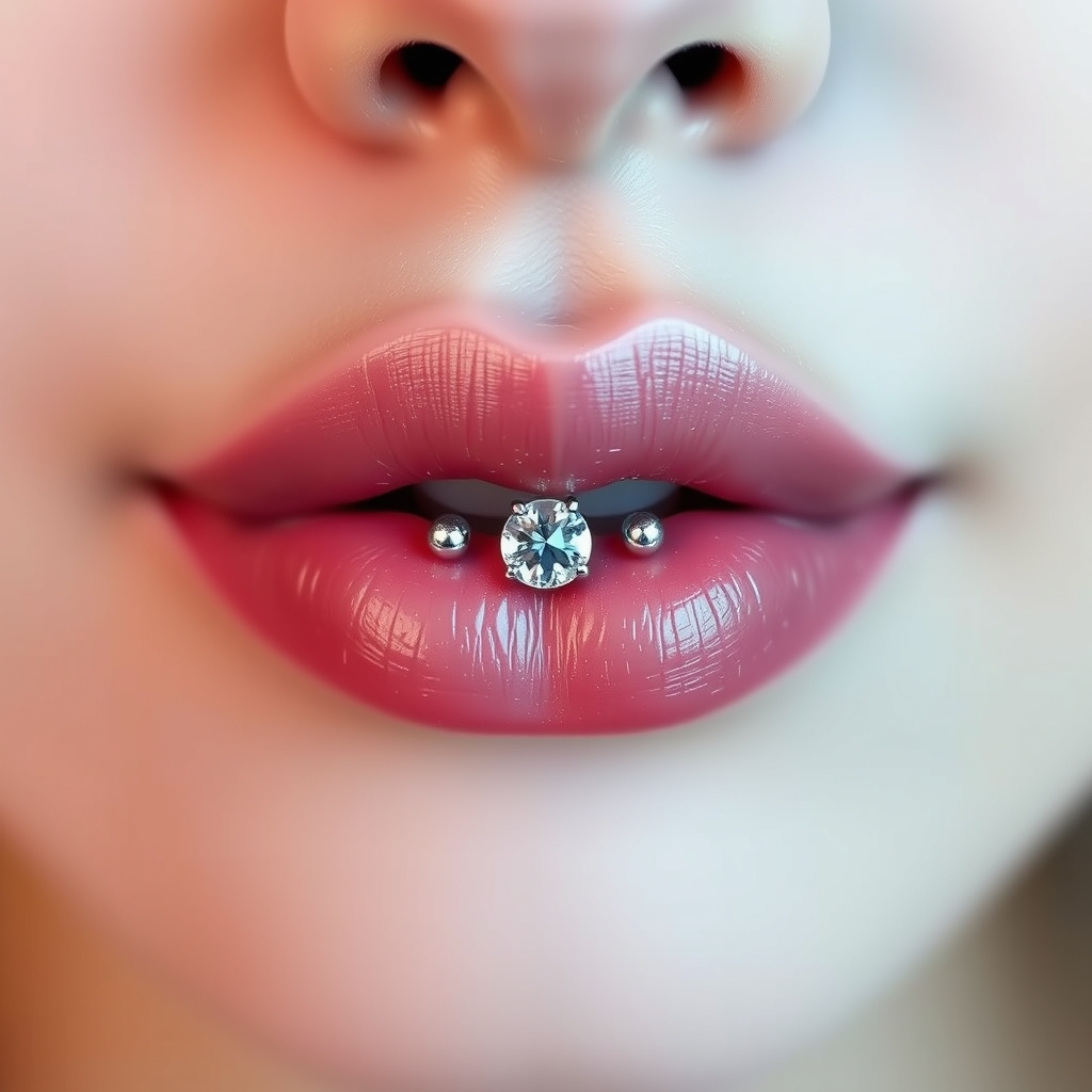 Virtual lip piercing try-on - Lip Curve Piercing - online piercing simulator