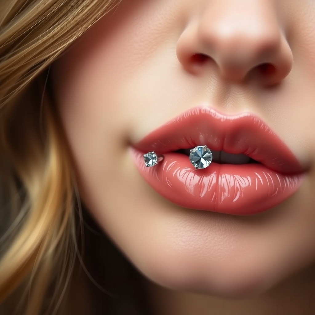 AI piercing generator result - Lip Line Accent Piercing Design - lip style piercing piercing