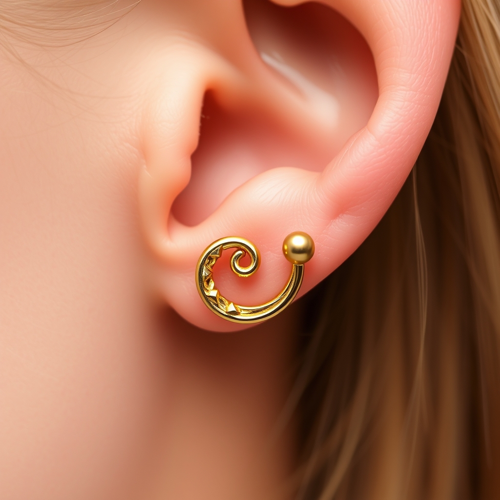 AI piercing generator result - Coiled Vine Body Jewelry Design - ear style body jewelry piercing