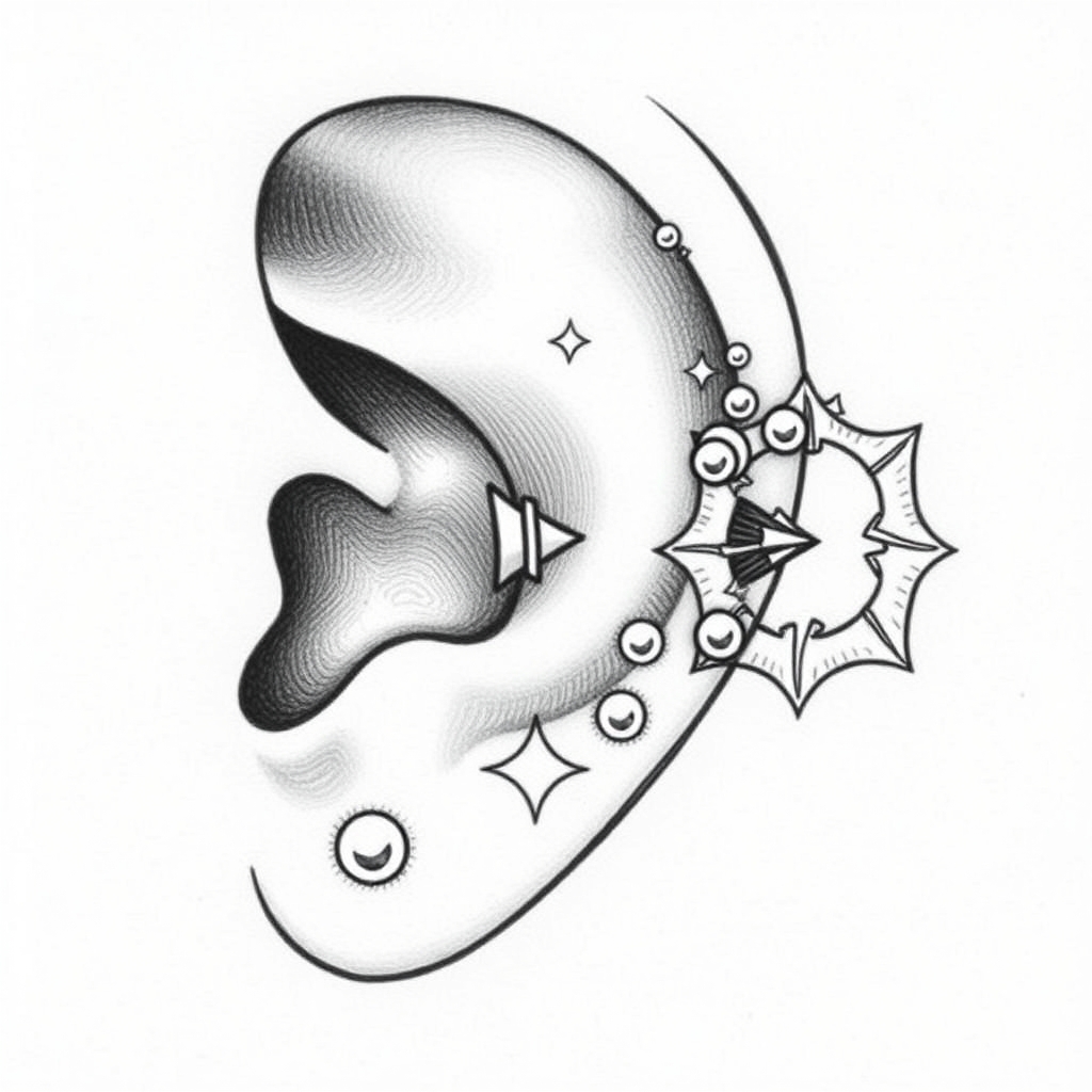 Related body jewelry piercing design - Delicate Floral Vine Body Jewelry - AI generated piercing idea