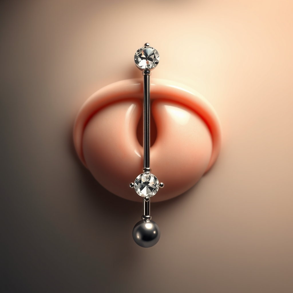 Virtual navel piercing try-on - Midline Anchor - online piercing simulator