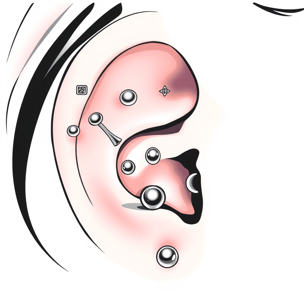 AI generated ear piercing design - Minimalist Ear Accent - free piercing generator result