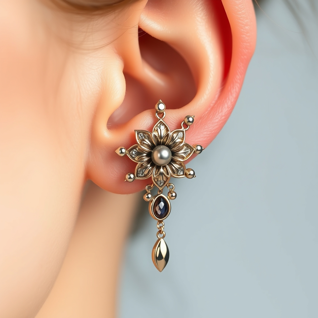 Related jewelry piercing design - Tiny Dainty Stud Earring Design - AI generated piercing idea