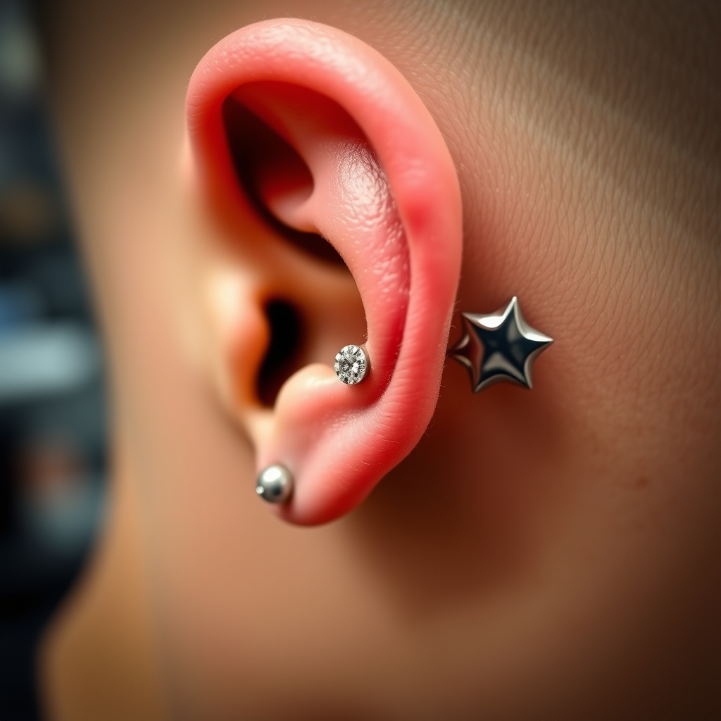 Related body modification piercing design - Delicate Vee Notch Ear Piercing - AI generated piercing idea