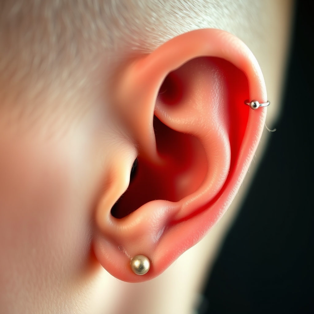 Virtual ear piercing try-on - Industrial Chic Ear Piercing - online piercing simulator