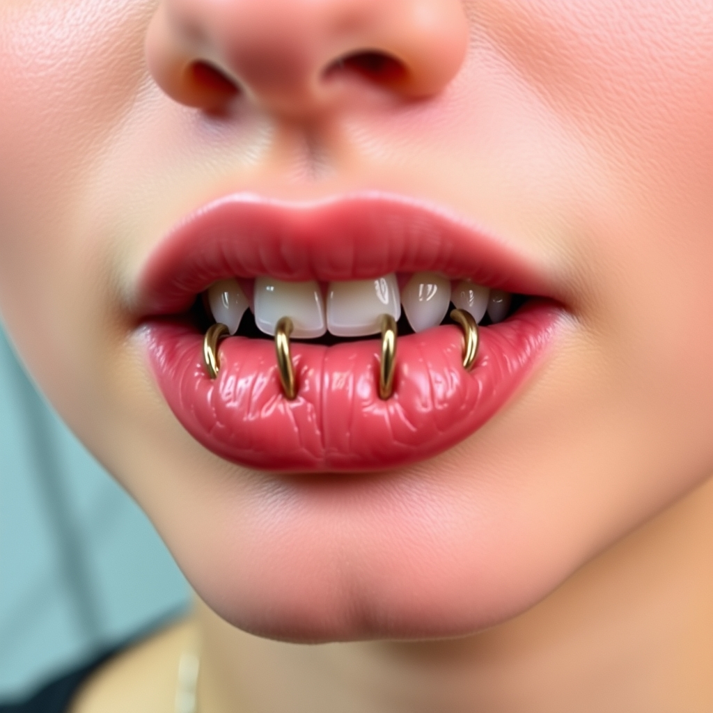 Related body modification piercing design - Lip Curve Piercing Design - AI generated piercing idea
