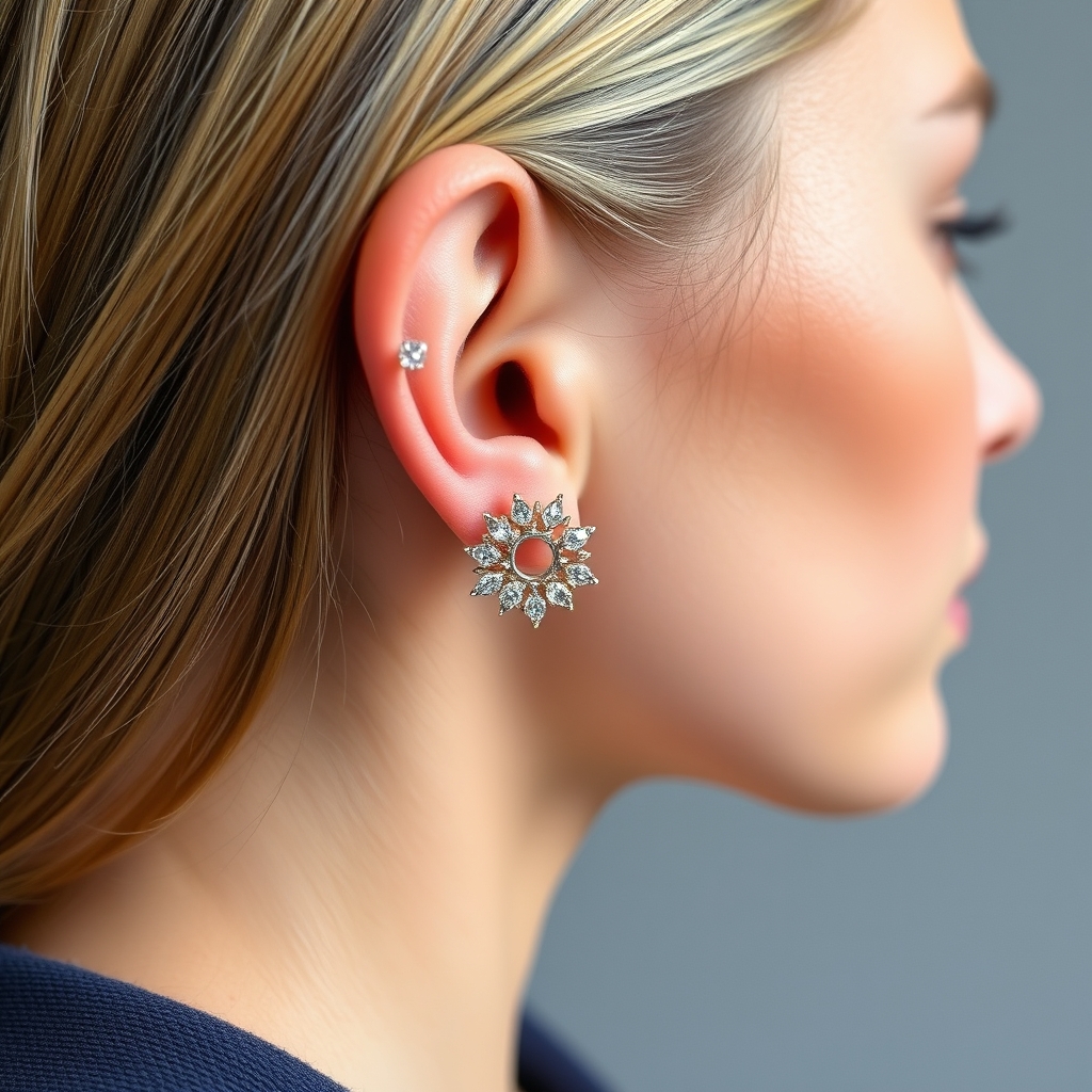 AI piercing generator result - Ear Dangle Jewel - ear style hotel piercing