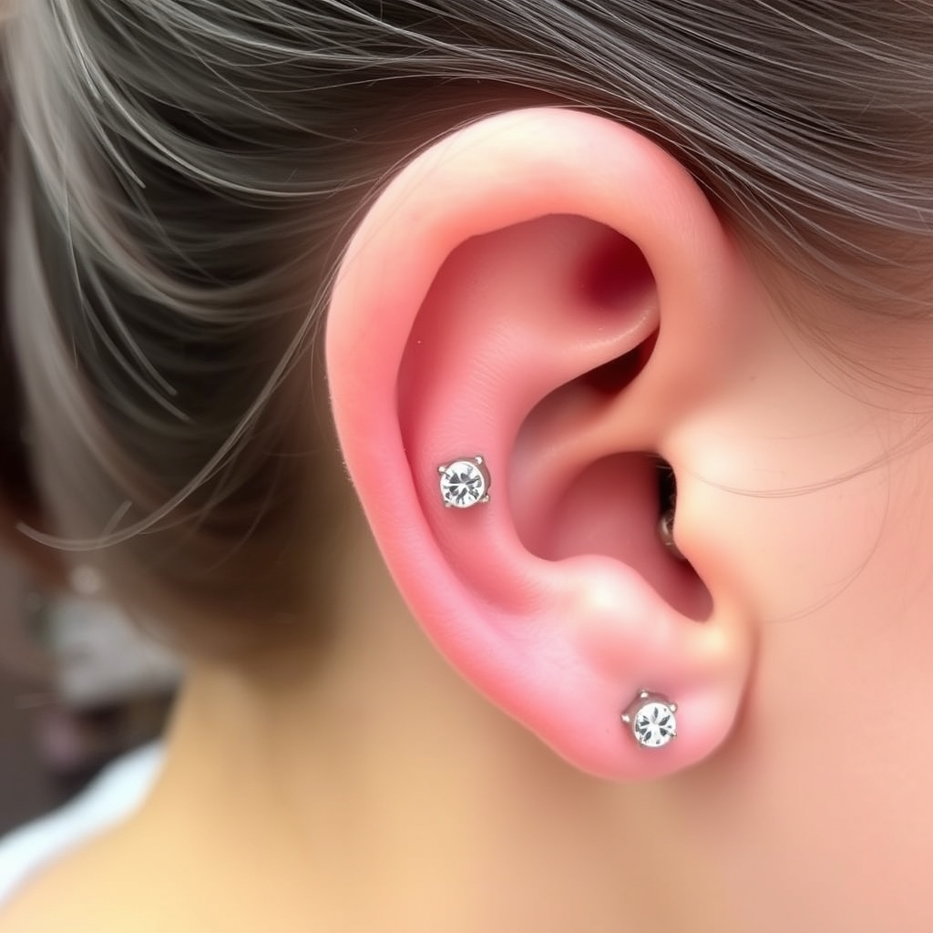 Virtual ear piercing try-on - Tiny Hoop with Delicate Ball Charm - online piercing simulator