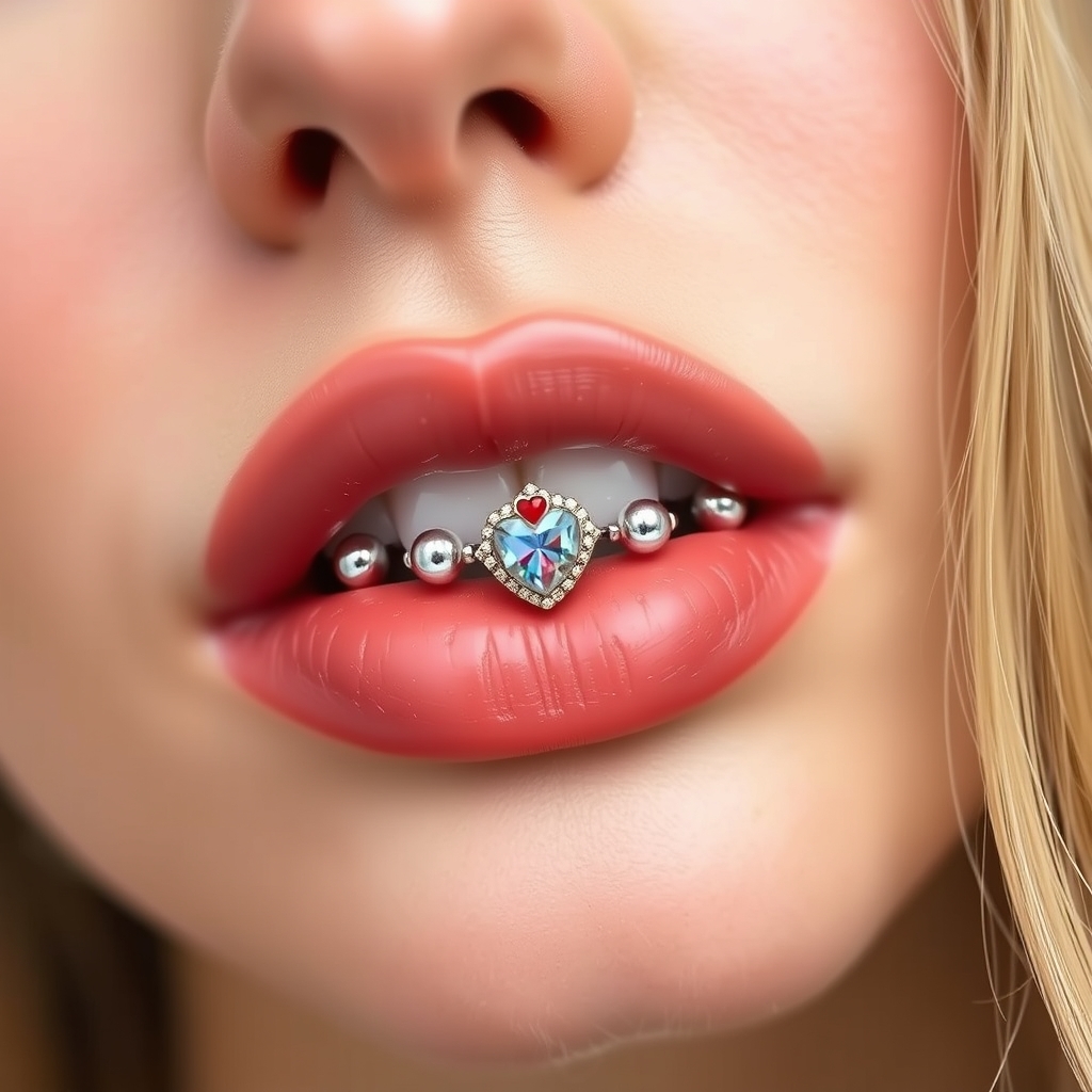 AI piercing generator result - Lip Line Single Point Accent - lip style body piercing piercing