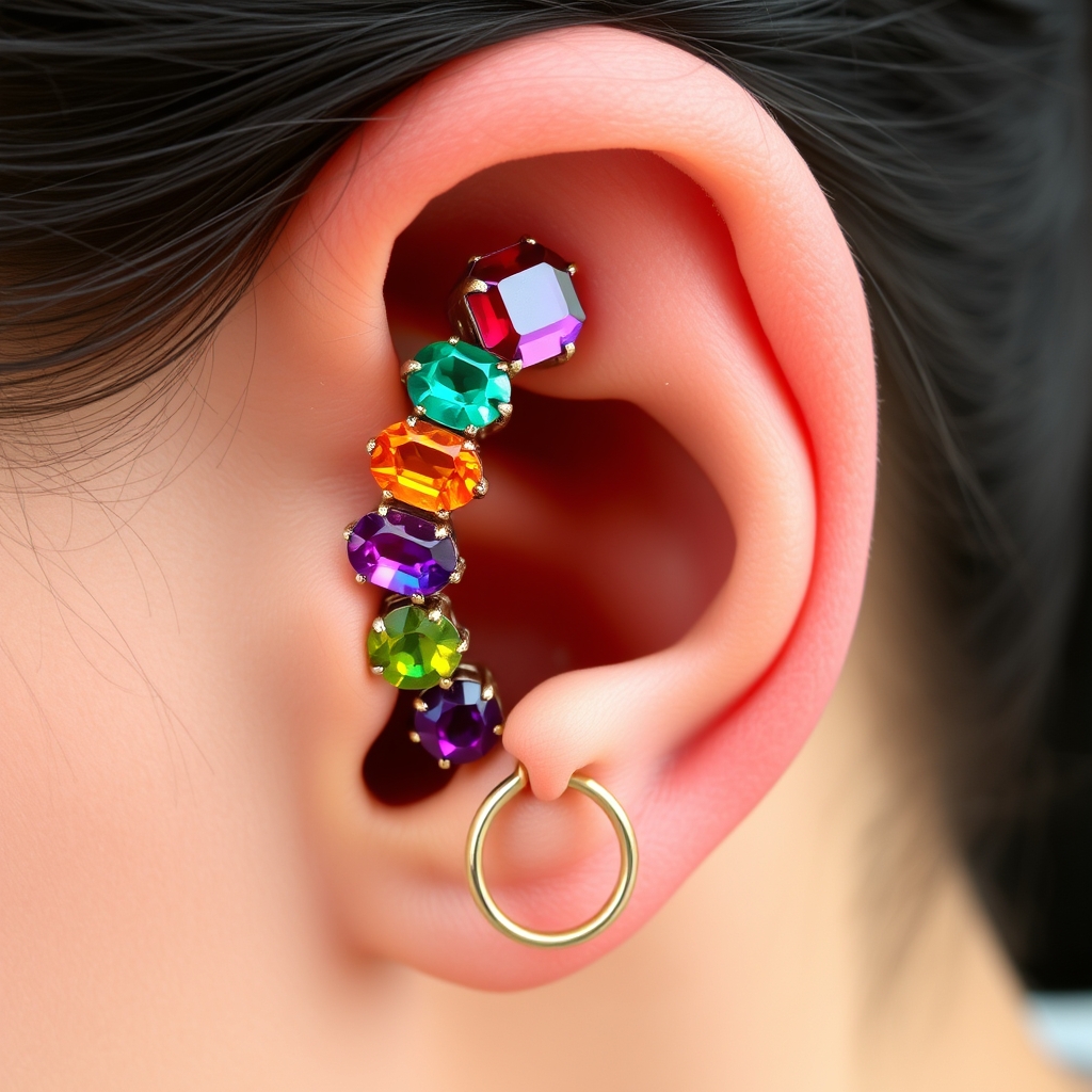 AI generated ear piercing design - Stunning Minimalist Ear Cuff Piercing - free piercing generator result