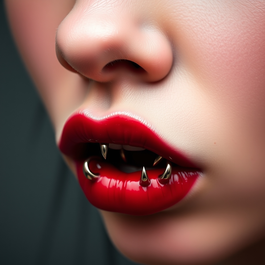 Related animal bites piercing design - Lip Petite Animal Bites - AI generated piercing idea