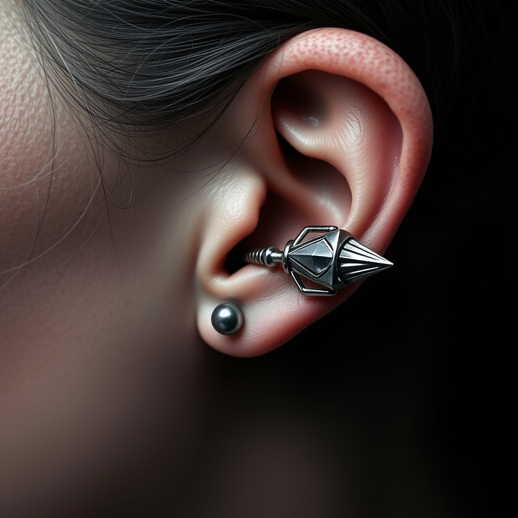 Related industrial piercing piercing design - Industrial Spark - AI generated piercing idea