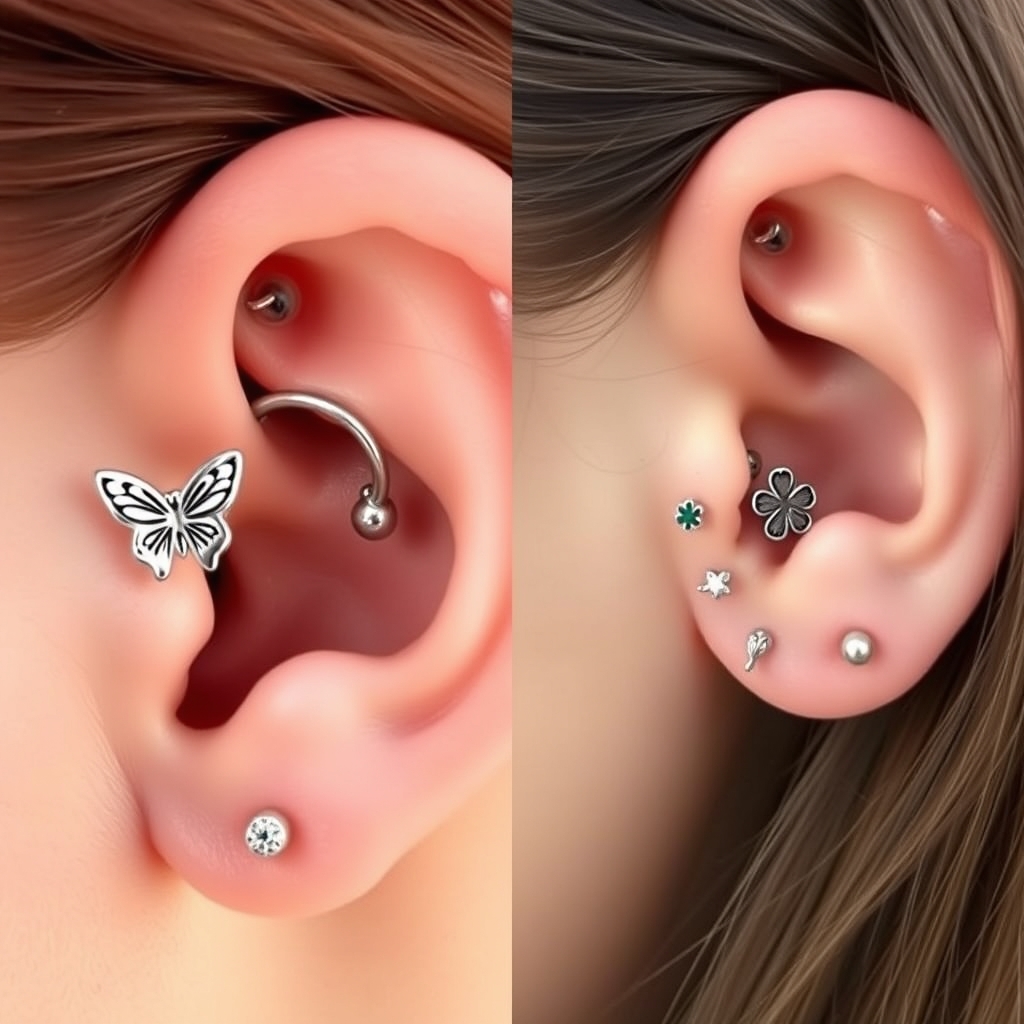 AI piercing generator result - Delicate Floral Woven Body Jewelry - ear style body jewelry piercing