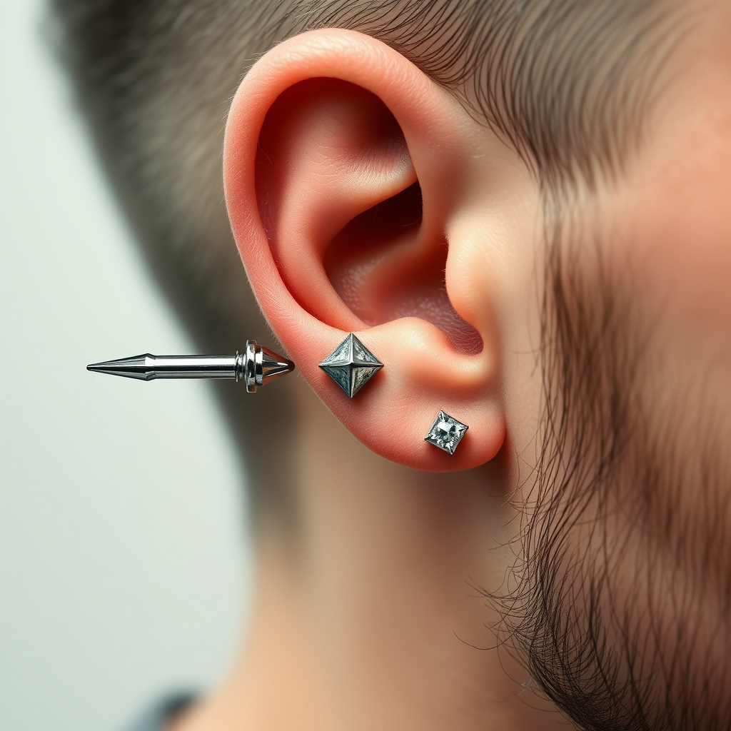 Related industrial piercing piercing design - Industrial Strength Ear Piercing Design - AI generated piercing idea