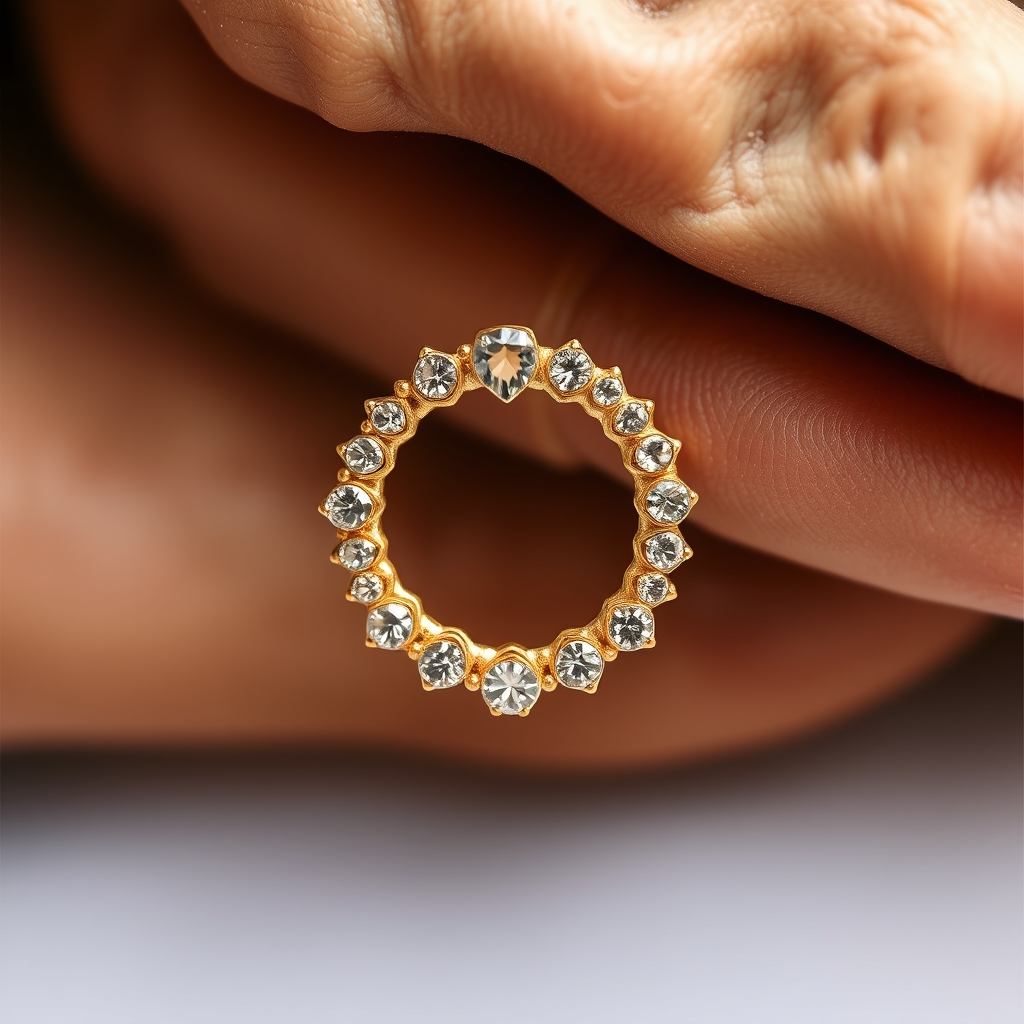 Virtual navel piercing try-on - Delicate Anchor of the Belly Button - online piercing simulator