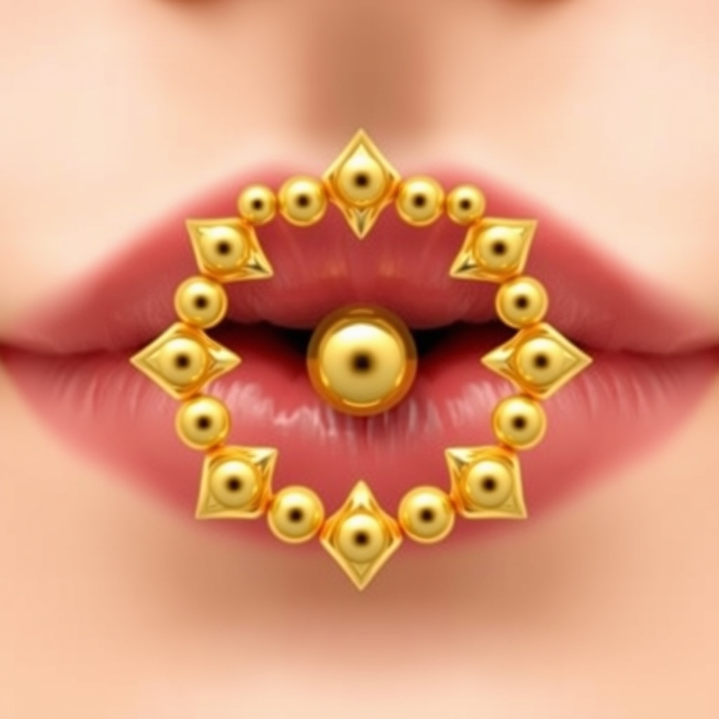 Related body jewelry piercing design - Lip Curve Accent Piercing - AI generated piercing idea