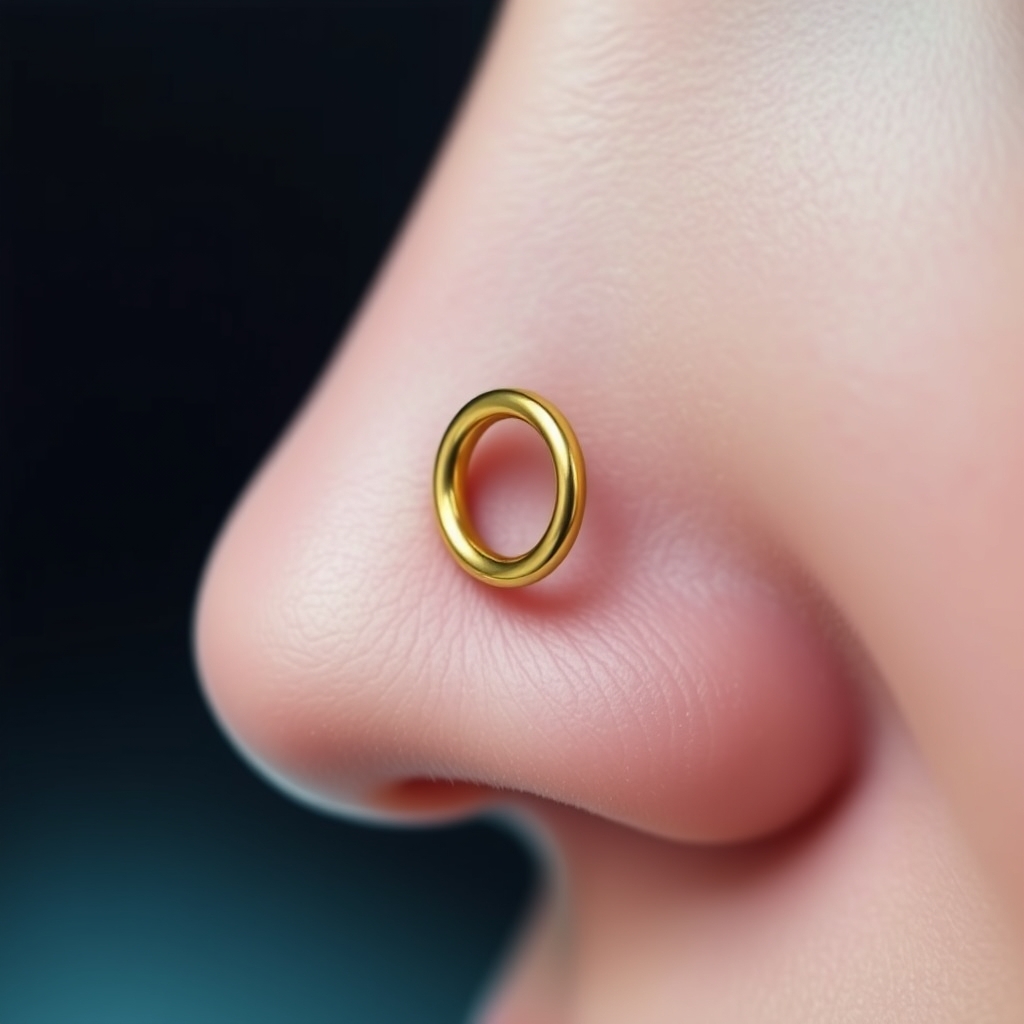 Related jewelry piercing design - Tiny Twisted Threaded Nose Stud - AI generated piercing idea