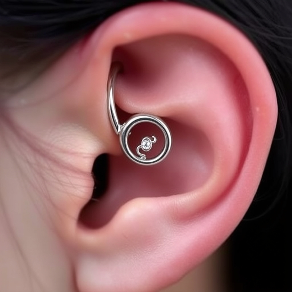 AI piercing generator result - Delicate Floral Pattern Ear Cuff - ear style body jewelry piercing