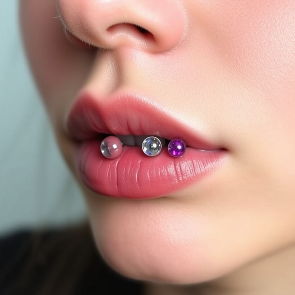 Virtual lip piercing try-on - Lip Line Accent Piercing Design - online piercing simulator