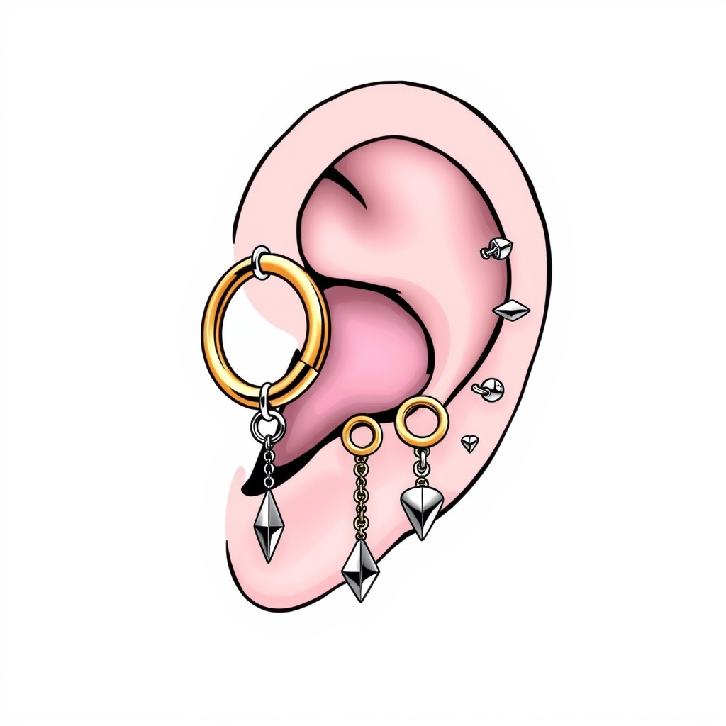 Related body jewelry piercing design - Tribal Flame Ear Cuff - AI generated piercing idea