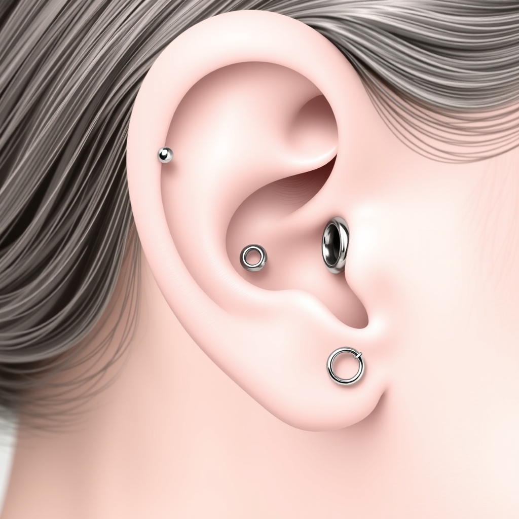 Virtual ear piercing try-on - Tiny Starlight Dot Placement - online piercing simulator
