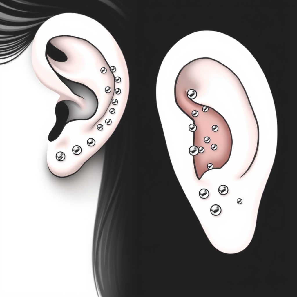 AI generated ear piercing design - Whispering Wisteria Ear Piercing - free piercing generator result