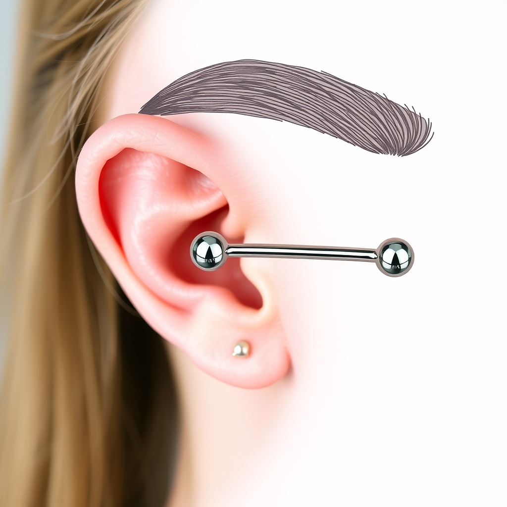 Virtual eyebrow piercing try-on - Double Arch Brow Accent - online piercing simulator