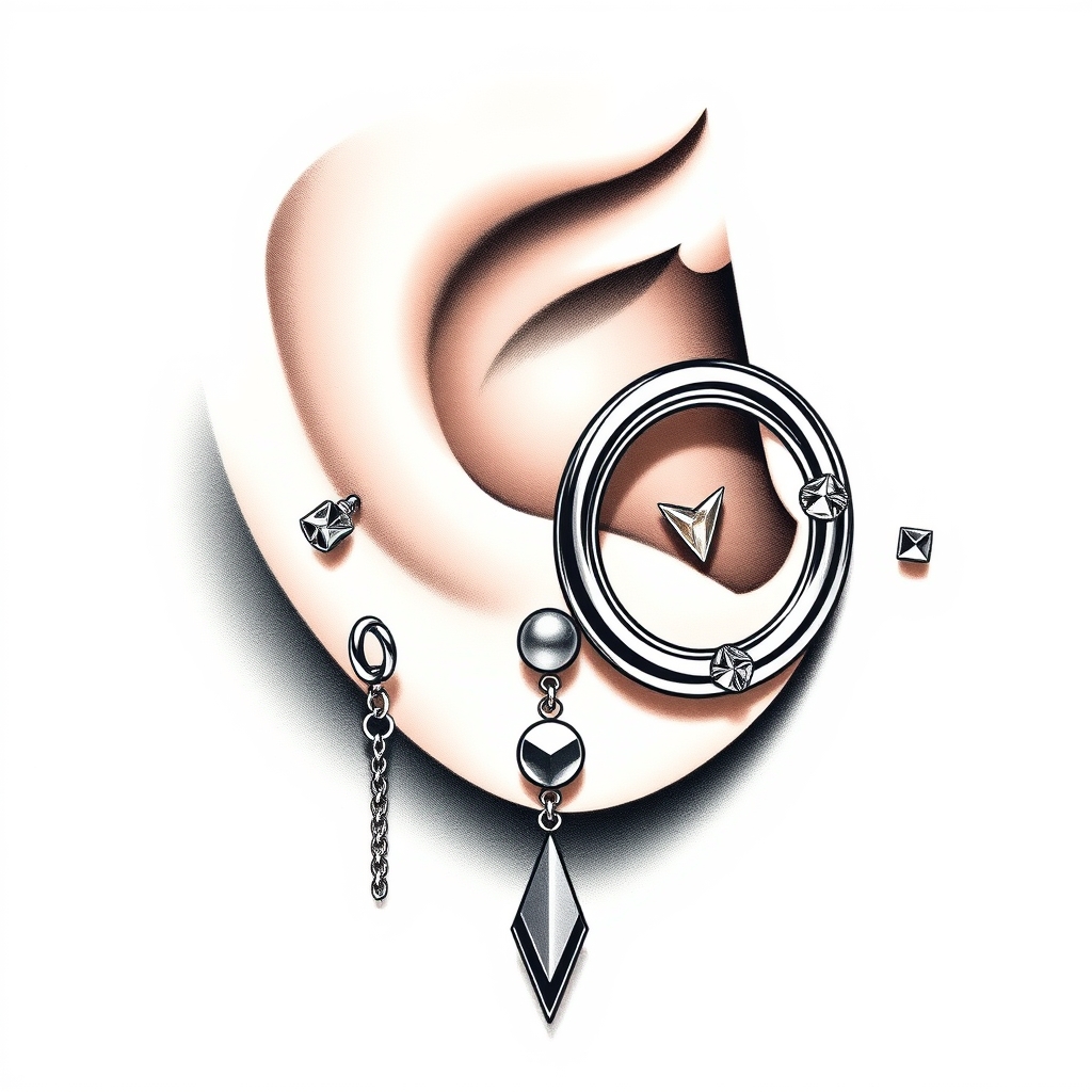 Virtual ear piercing try-on - Sparkling Starlight Delicate Ear Stud - online piercing simulator