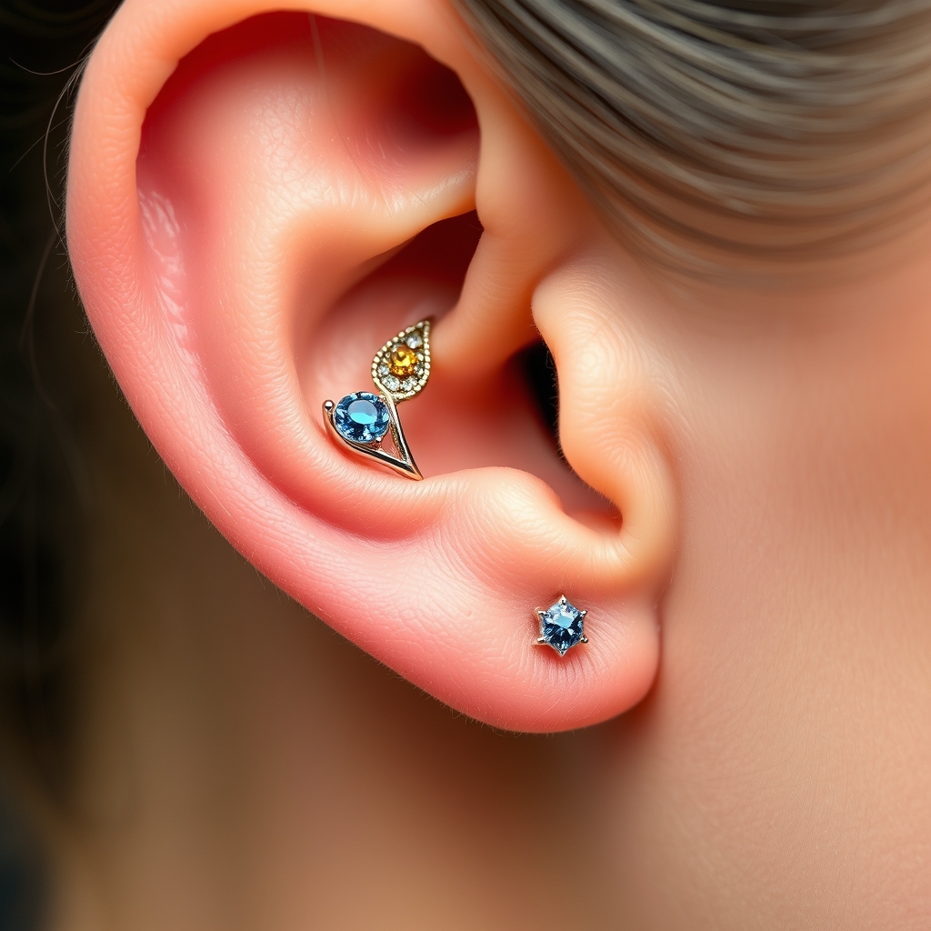 Related jewelry piercing design - Delicate Floral Ear Cuff Design - AI generated piercing idea