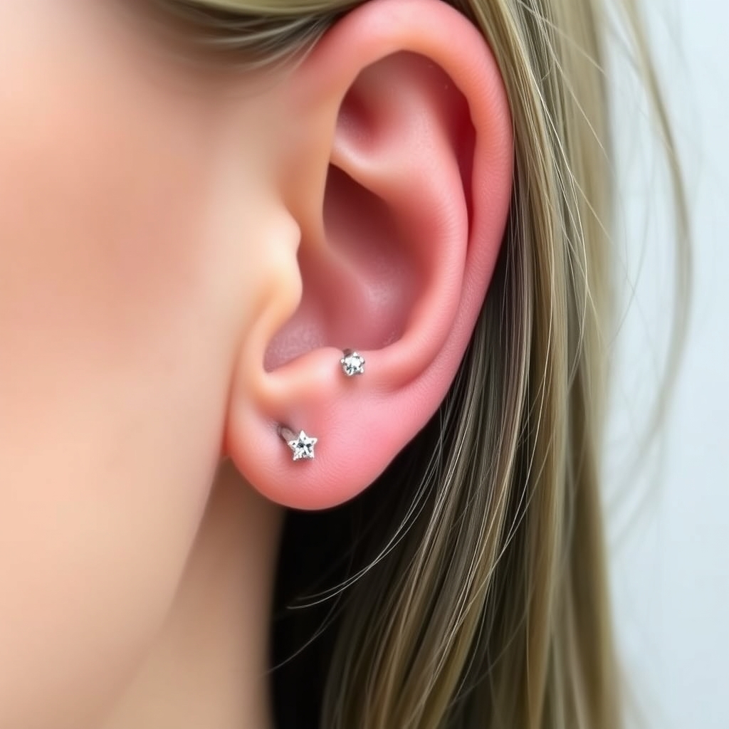 AI piercing generator result - Elegant Dangle Drop Ear Cuff Design - ear style body jewelry piercing