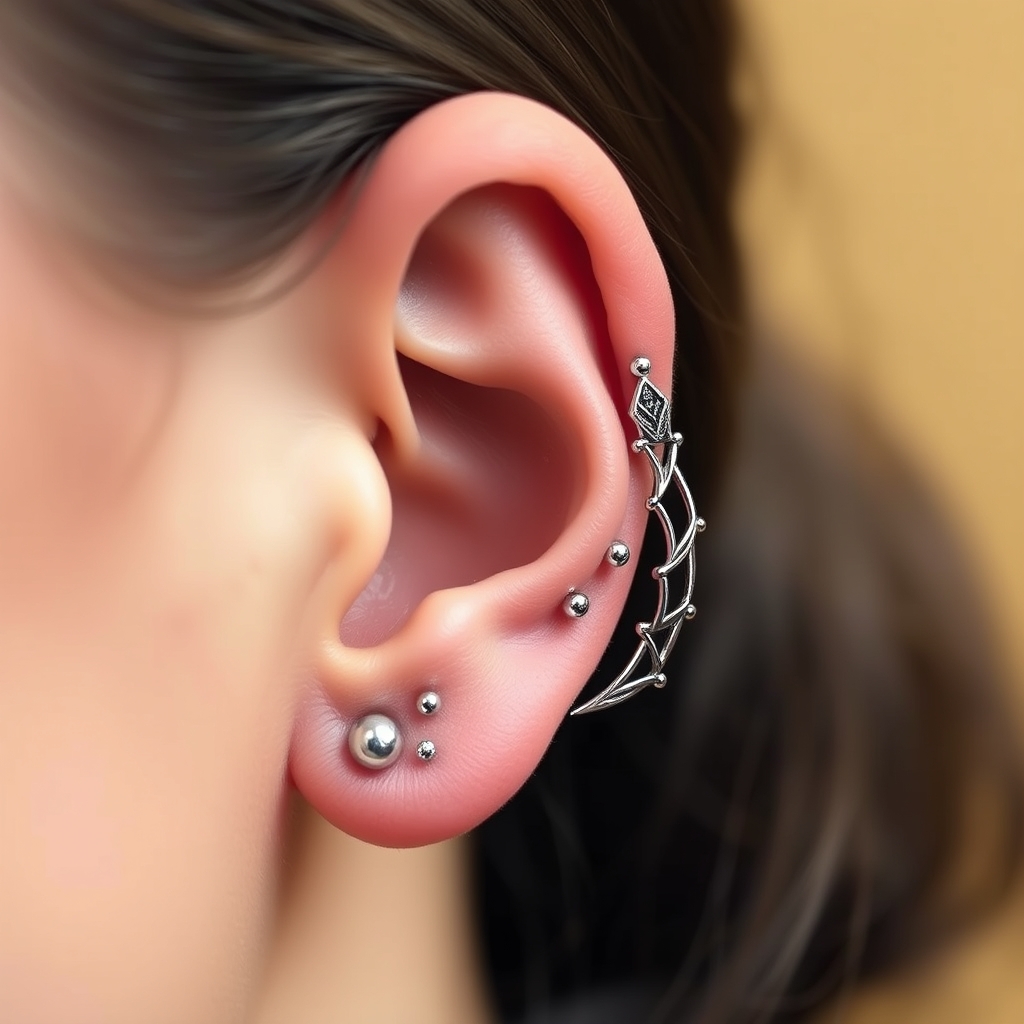 AI generated ear piercing design - Delicate Floral Ear Piercing Design - free piercing generator result
