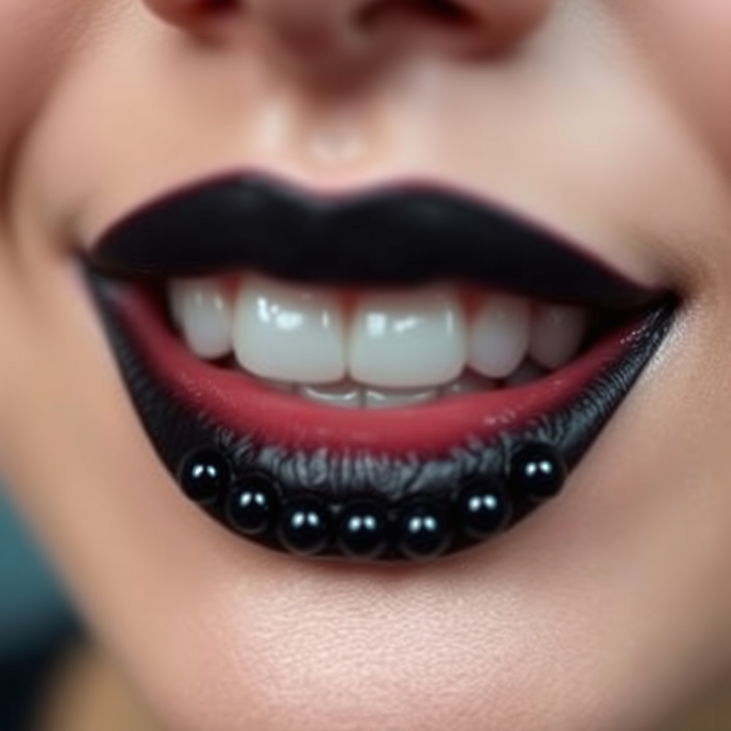 AI piercing generator result - Sparkling Lip Curve - lip style body modification piercing