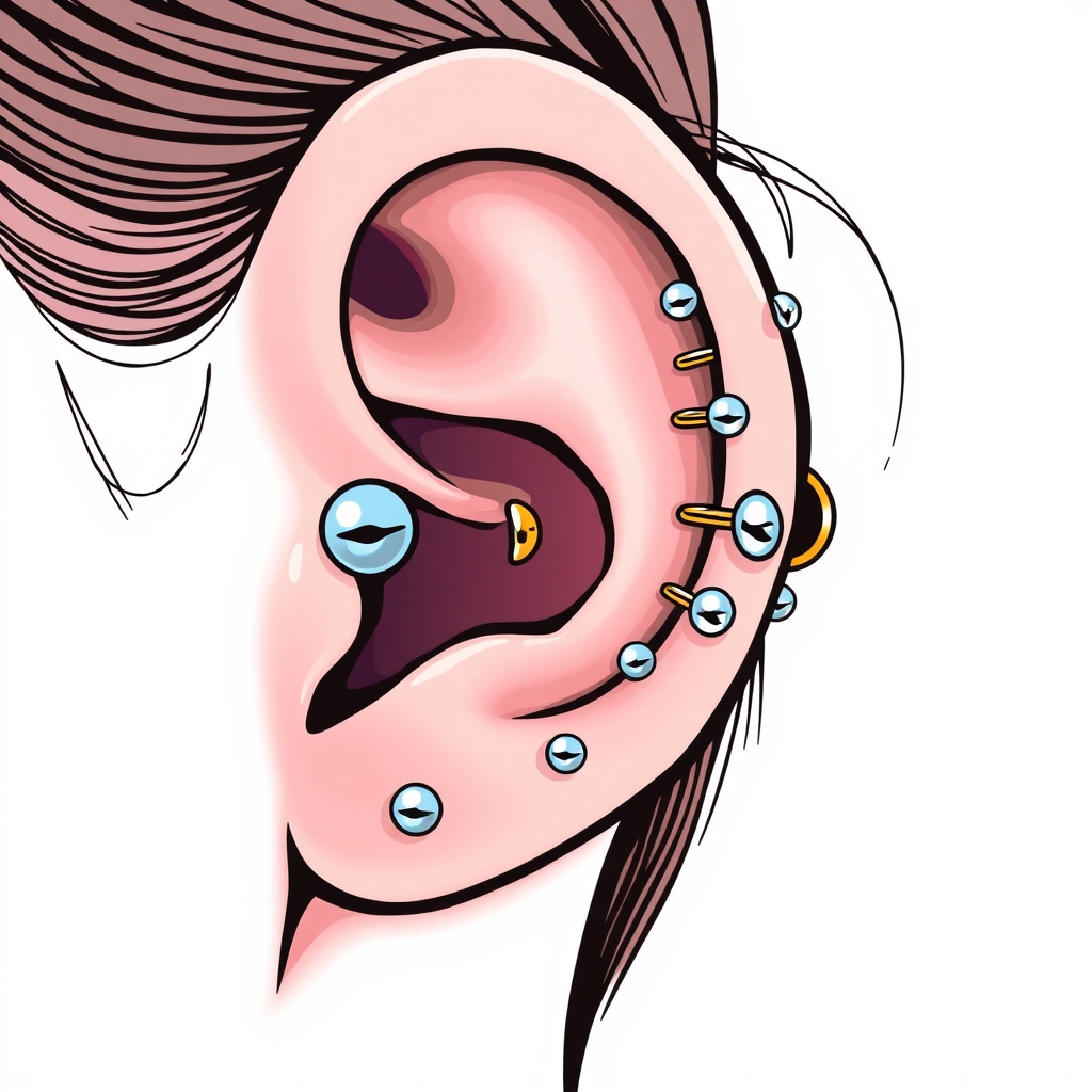 AI piercing generator result - Simple Spiral Ear Cuff - ear style anatomy piercing