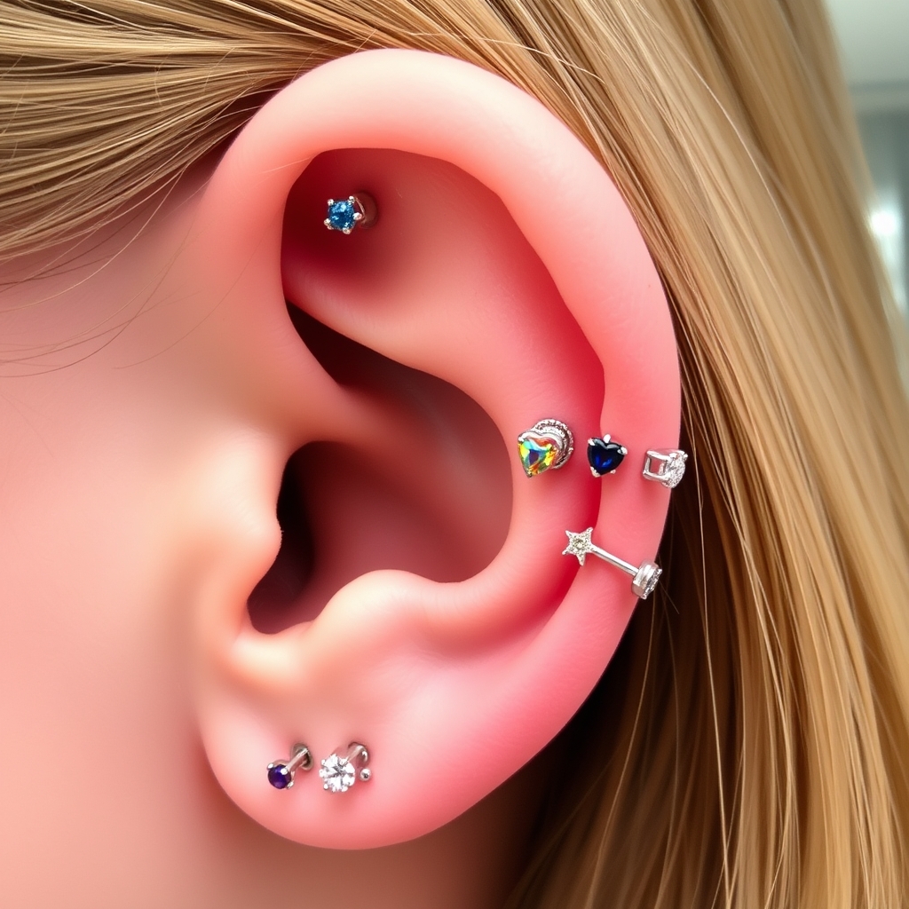 Related body modification piercing design - Delicate Floral Arch Piercing Design - AI generated piercing idea