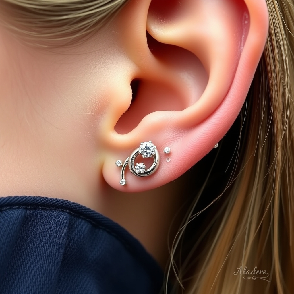 AI generated piercing design - Tiny Breeze Earlobe Piercing Design - free piercing generator result